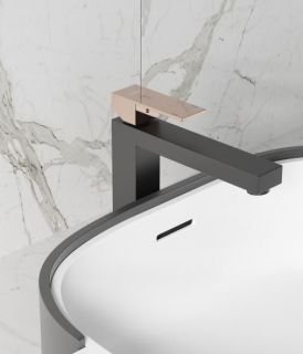 Высокий смеситель для раковины NT Bagno Adigo HBG NT9001HBG чёрный/розовое золото